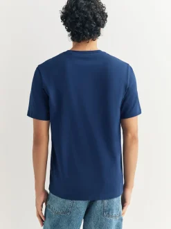 Deep Blue Regular Fit Essential Crew Neck Cotton T-Shirt