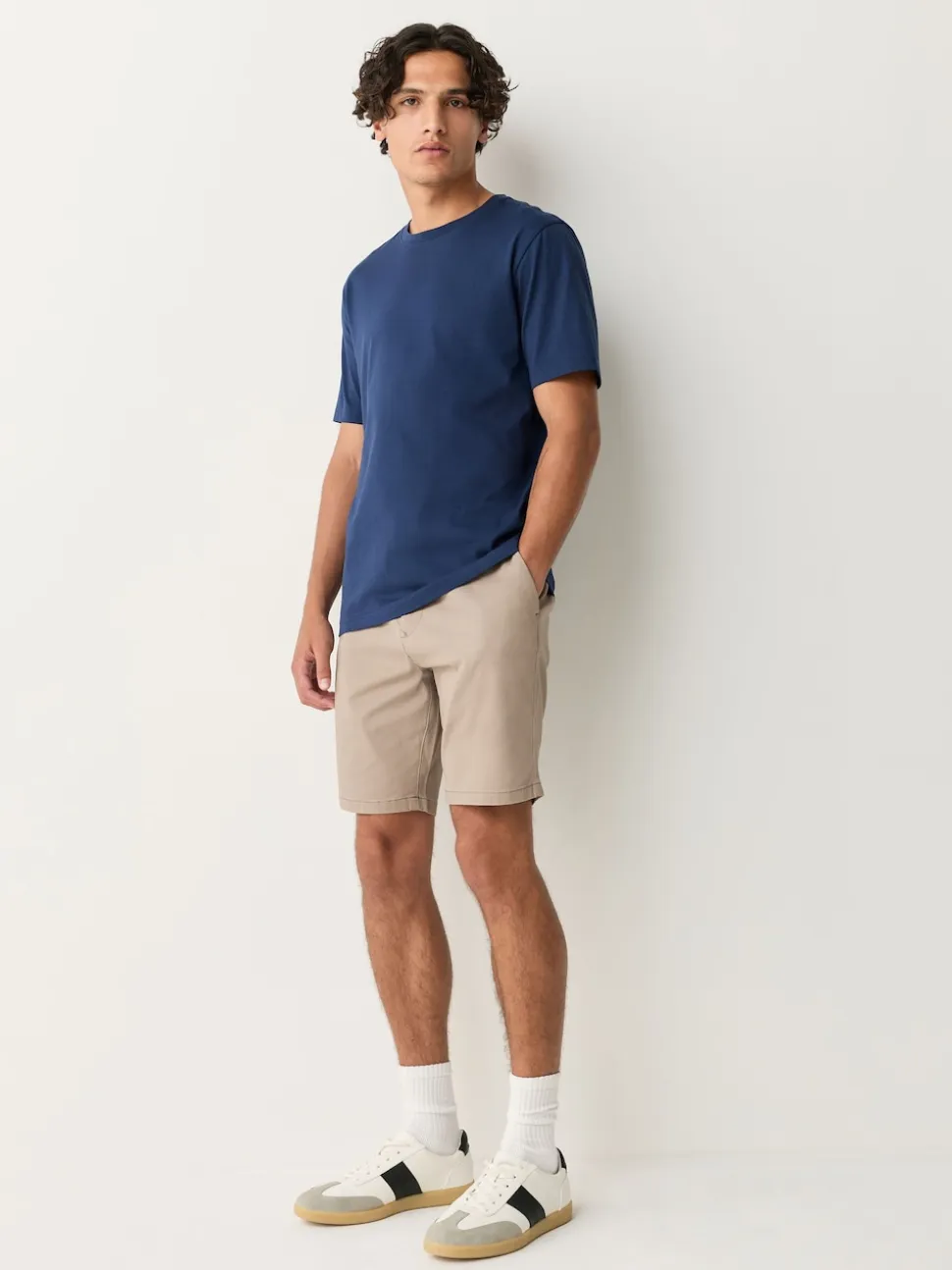 Deep Blue Slim Fit Essential Crew Neck Cotton T-Shirt