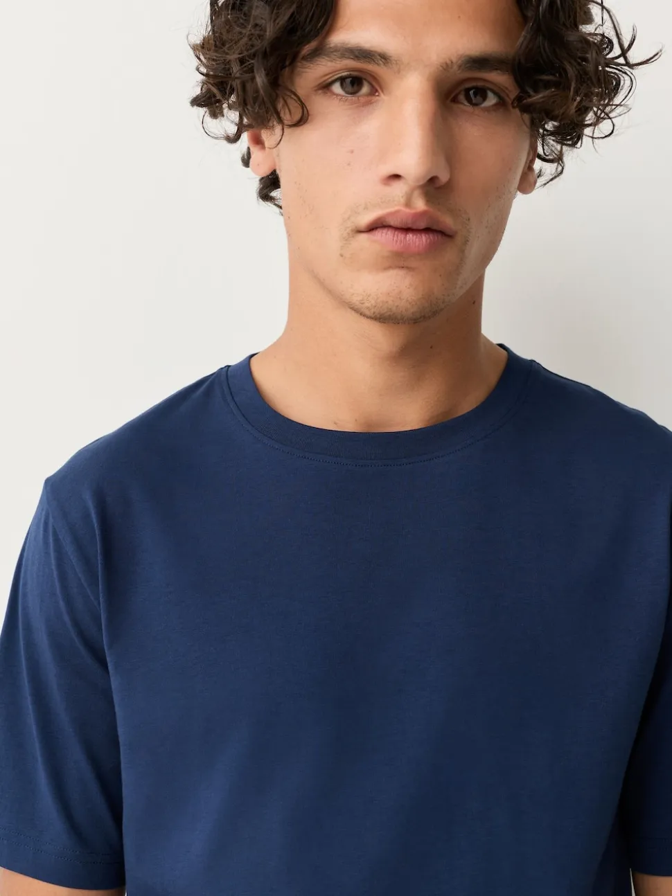 Deep Blue Slim Fit Essential Crew Neck Cotton T-Shirt