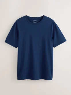 Deep Blue Slim Fit Essential Crew Neck Cotton T-Shirt