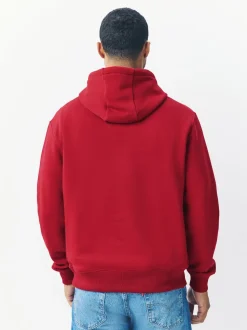 Deep Red Regular Fit Heavyweight Cotton Rich Jersey Hoodie