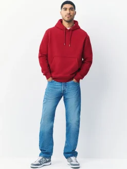 Deep Red Regular Fit Heavyweight Cotton Rich Jersey Hoodie