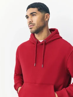 Deep Red Regular Fit Heavyweight Cotton Rich Jersey Hoodie