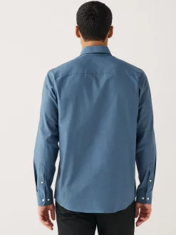 Denim Blue Regular Fit Button Down Easy Iron Oxford Shirt