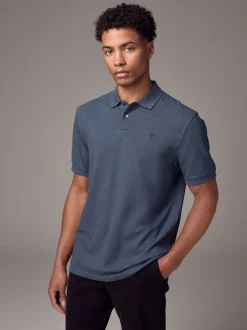 Denim Marl Regular Fit Short Sleeve Pique Polo Shirt