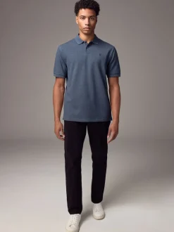 Denim Marl Regular Fit Short Sleeve Pique Polo Shirt