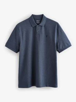 Denim Marl Regular Fit Short Sleeve Pique Polo Shirt