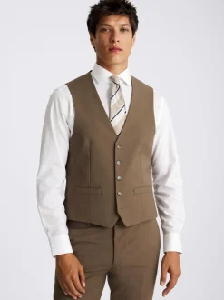 DKNY Dark Camel Slim Performance Suit Waistcoat