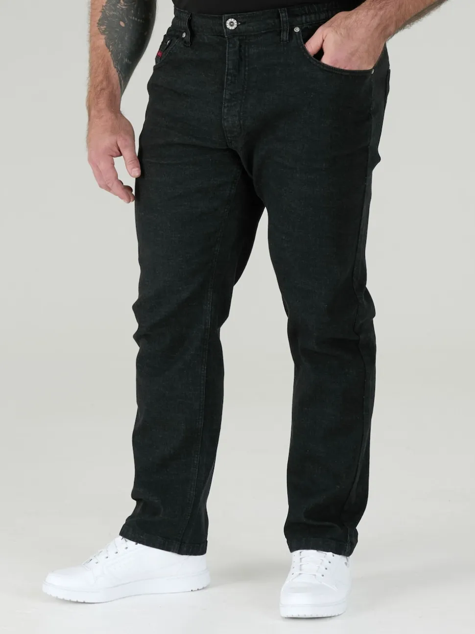 Duke London Black Bailey Relaxed Comfort Fit Stretch Jeans With Elasticated Waist