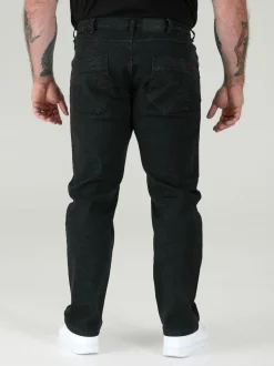 Duke London Black Bailey Relaxed Comfort Fit Stretch Jeans With Elasticated Waist