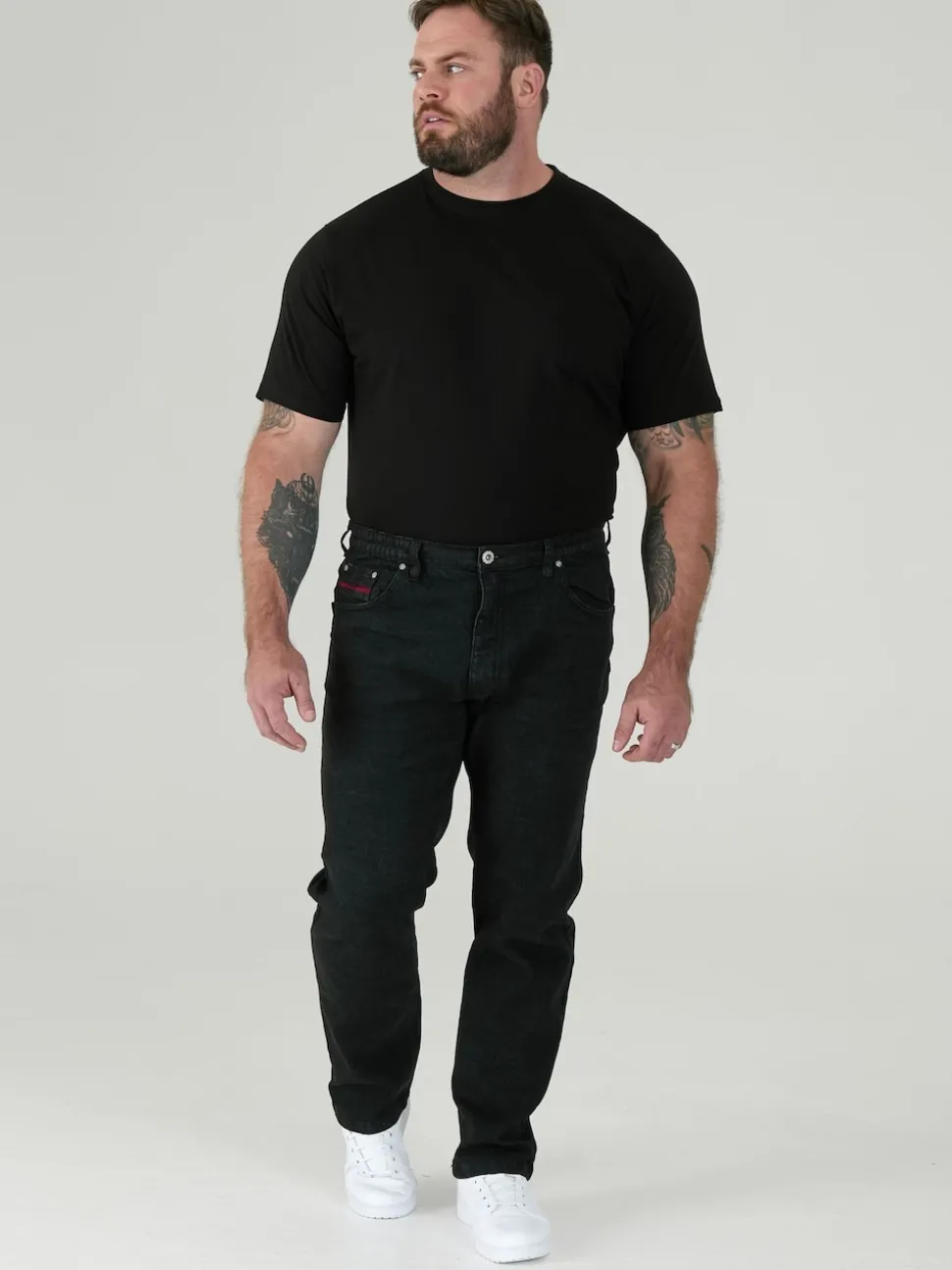 Duke London Black Bailey Relaxed Comfort Fit Stretch Jeans With Elasticated Waist