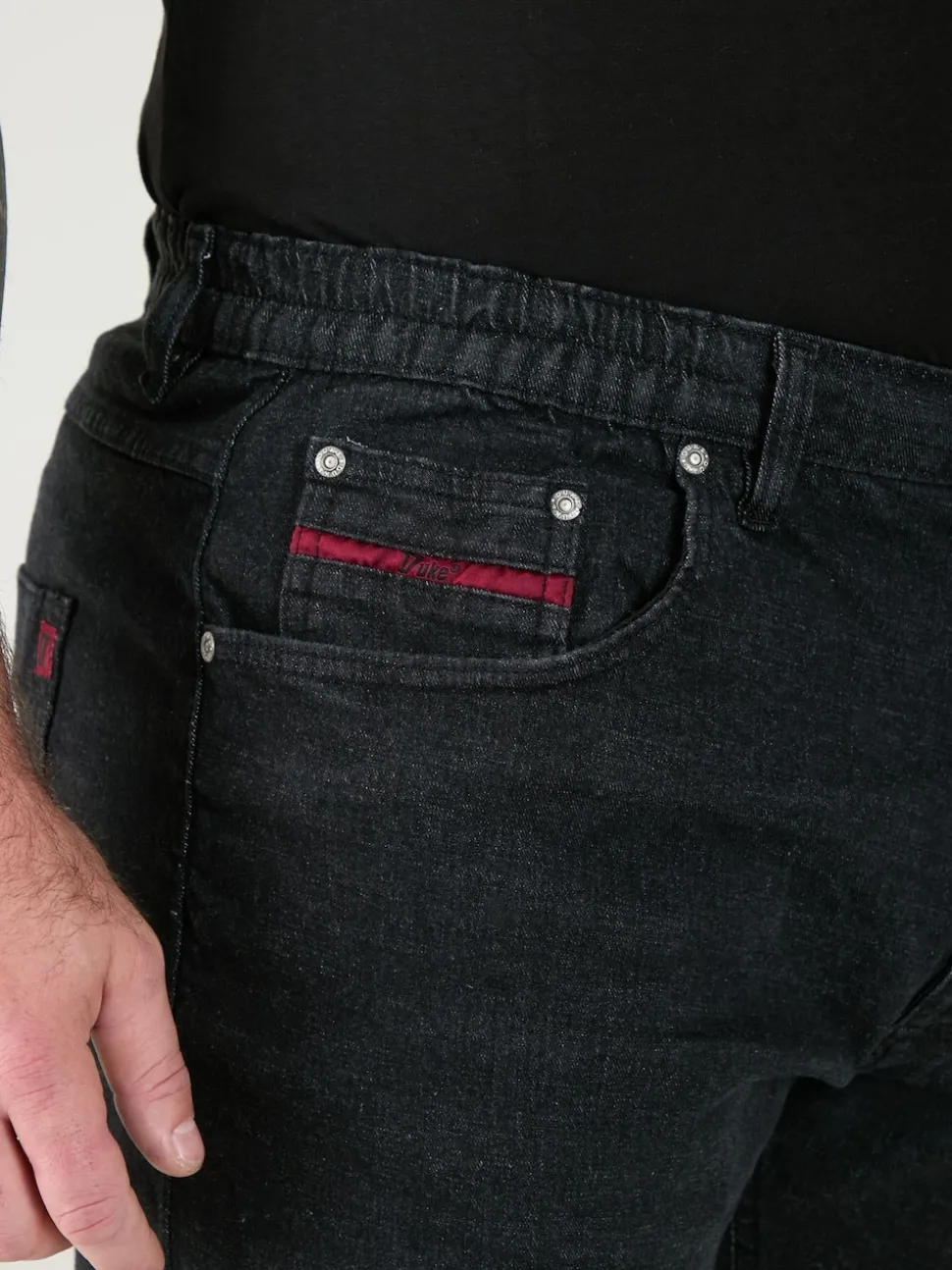 Duke London Black Bailey Relaxed Comfort Fit Stretch Jeans With Elasticated Waist