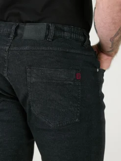 Duke London Black Bailey Relaxed Comfort Fit Stretch Jeans With Elasticated Waist