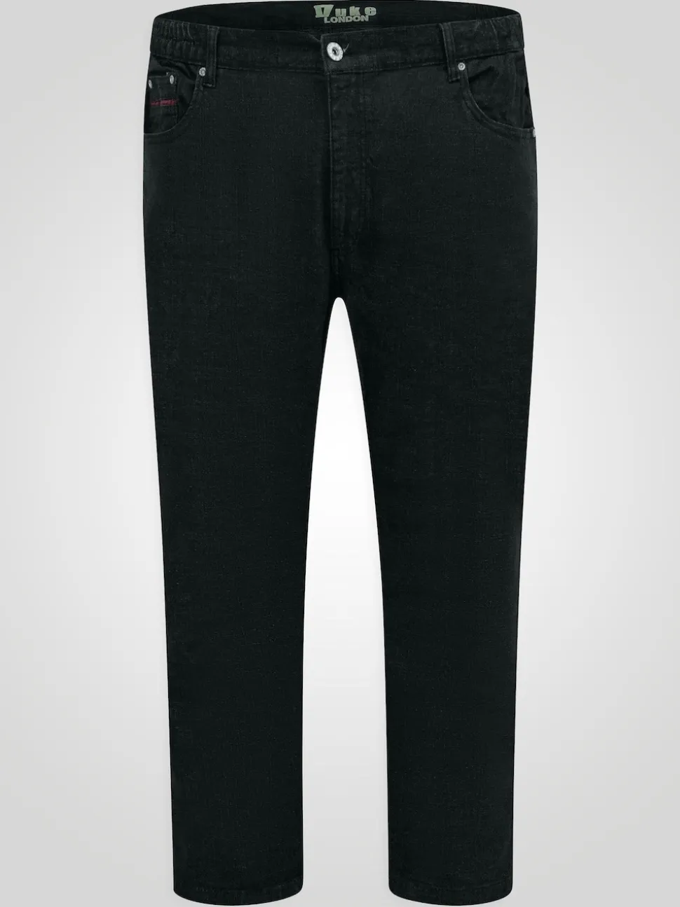 Duke London Black Bailey Relaxed Comfort Fit Stretch Jeans With Elasticated Waist