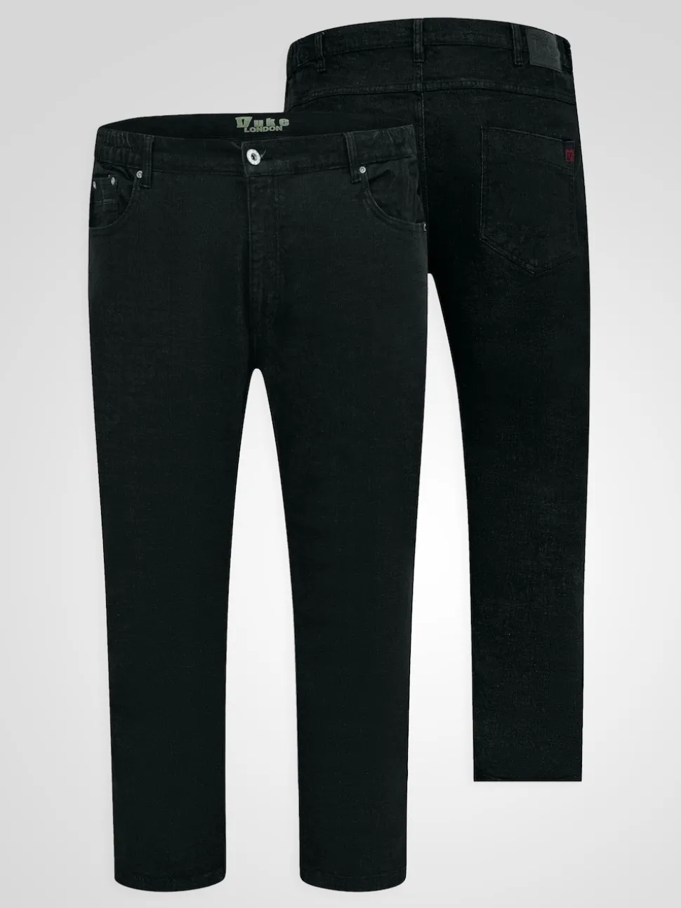 Duke London Black Bailey Relaxed Comfort Fit Stretch Jeans With Elasticated Waist