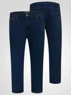 Duke London Blue Bailey Relaxed Comfort Fit Stretch Jeans With Elasticated Waist