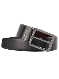 Dune London Black Opra Reversible Leather Belt