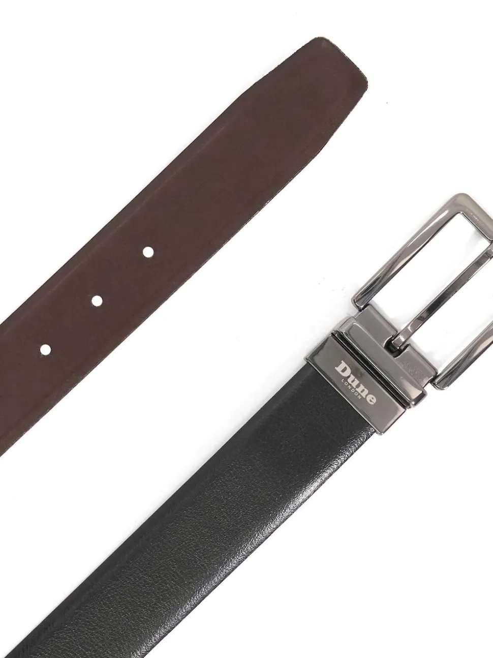 Dune London Black Opra Reversible Leather Belt