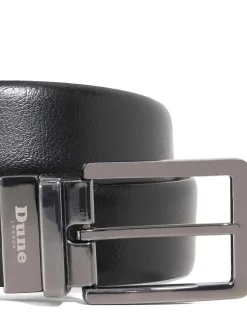 Dune London Black Opra Reversible Leather Belt