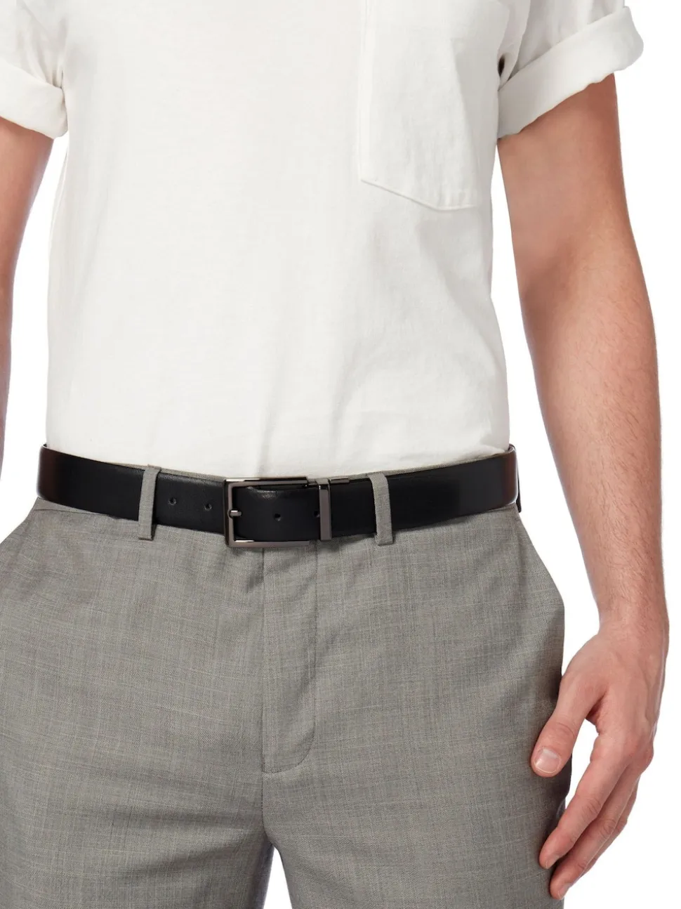Dune London Black Opra Reversible Leather Belt