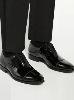 Dune London Black Shuffle Patent Lace-Up Oxford Shoes