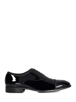 Dune London Black Shuffle Patent Lace-Up Oxford Shoes