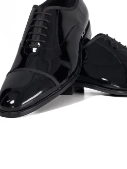 Dune London Black Shuffle Patent Lace-Up Oxford Shoes