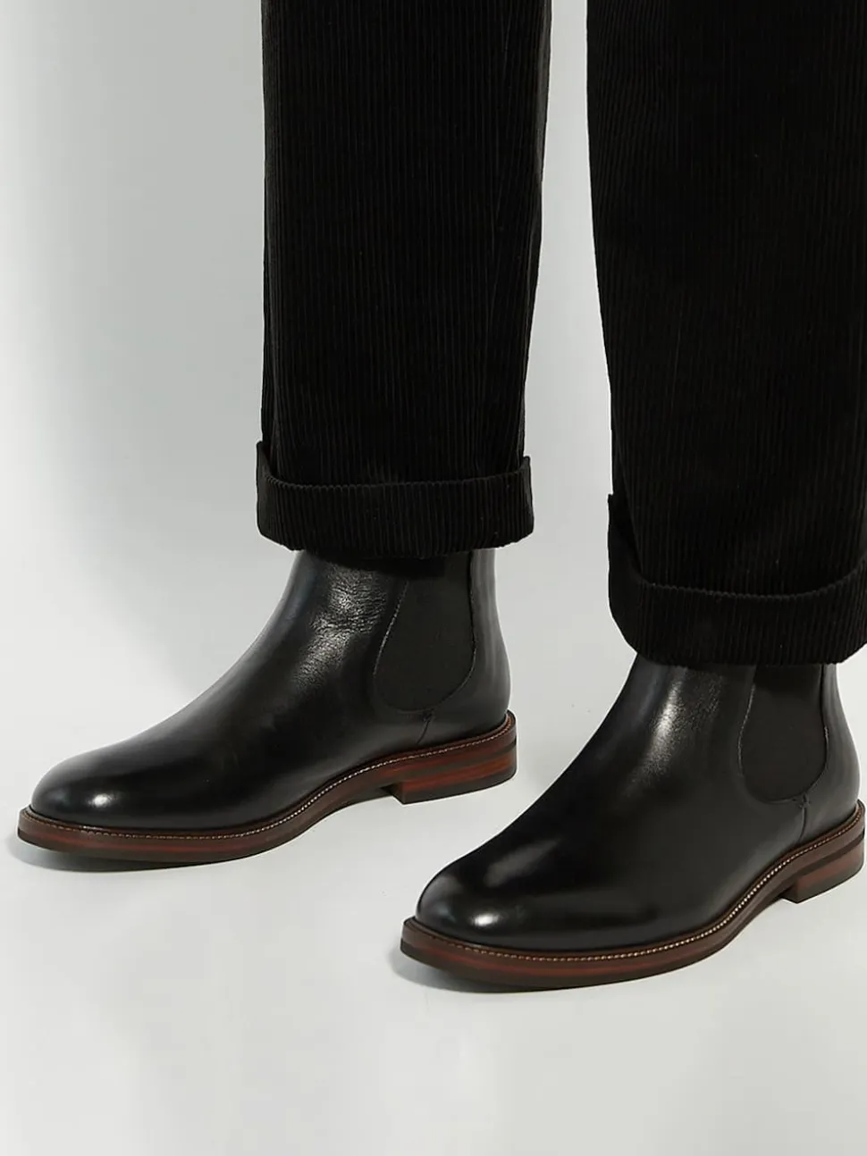 Dune London Black Standard Fit Maisen Stitch Rand Chelsea Boots
