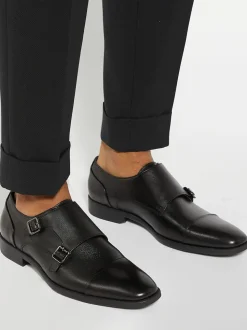 Dune London Black Standard Fit Satchin Flex Sole Toecap Monk Shoes