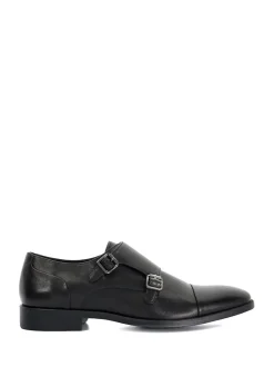 Dune London Black Standard Fit Satchin Flex Sole Toecap Monk Shoes