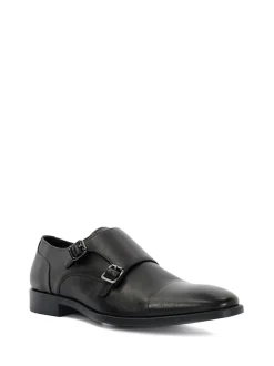 Dune London Black Standard Fit Satchin Flex Sole Toecap Monk Shoes