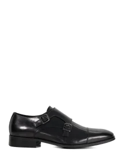 Dune London Black Standard Fit Solutions Toecap Double Monk Shoes