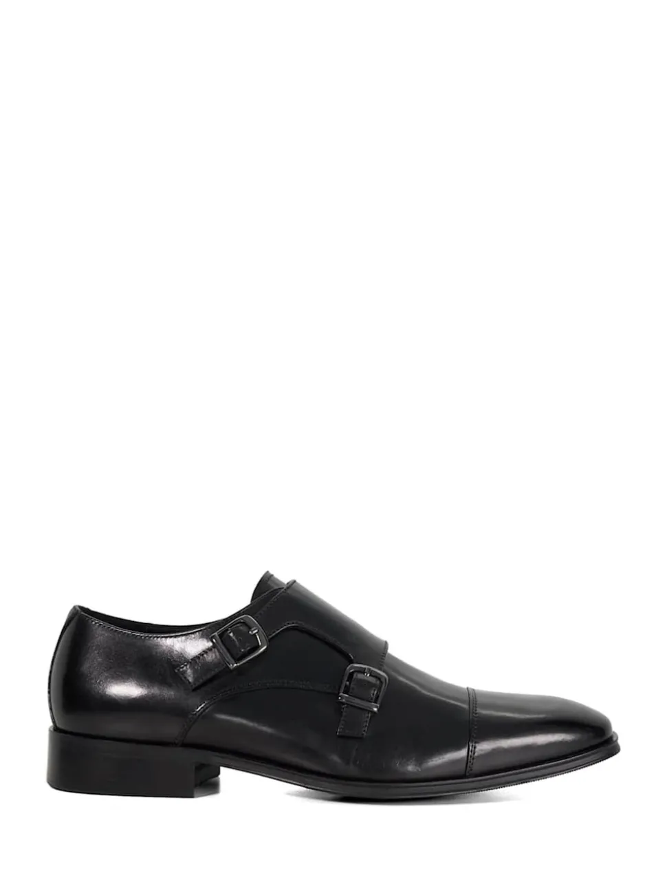 Dune London Black Standard Fit Solutions Toecap Double Monk Shoes