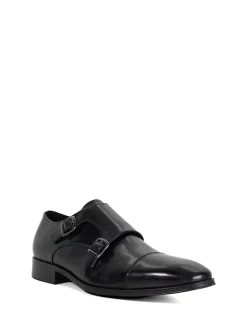 Dune London Black Standard Fit Solutions Toecap Double Monk Shoes