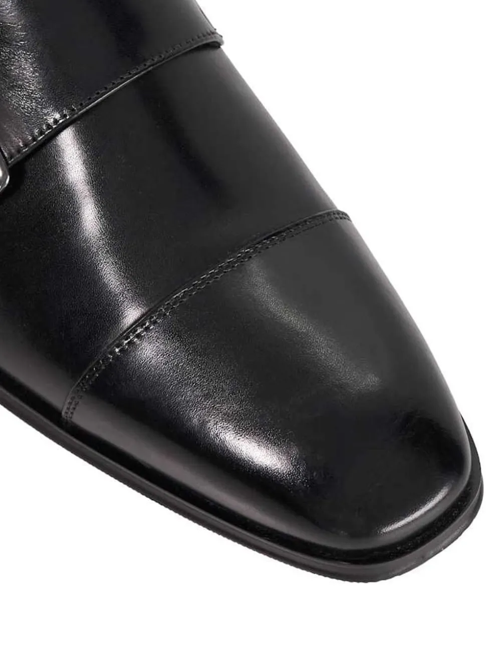 Dune London Black Standard Fit Solutions Toecap Double Monk Shoes