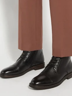 Dune London Black Standard Fit Matias Toecap Detail Ankle Boots