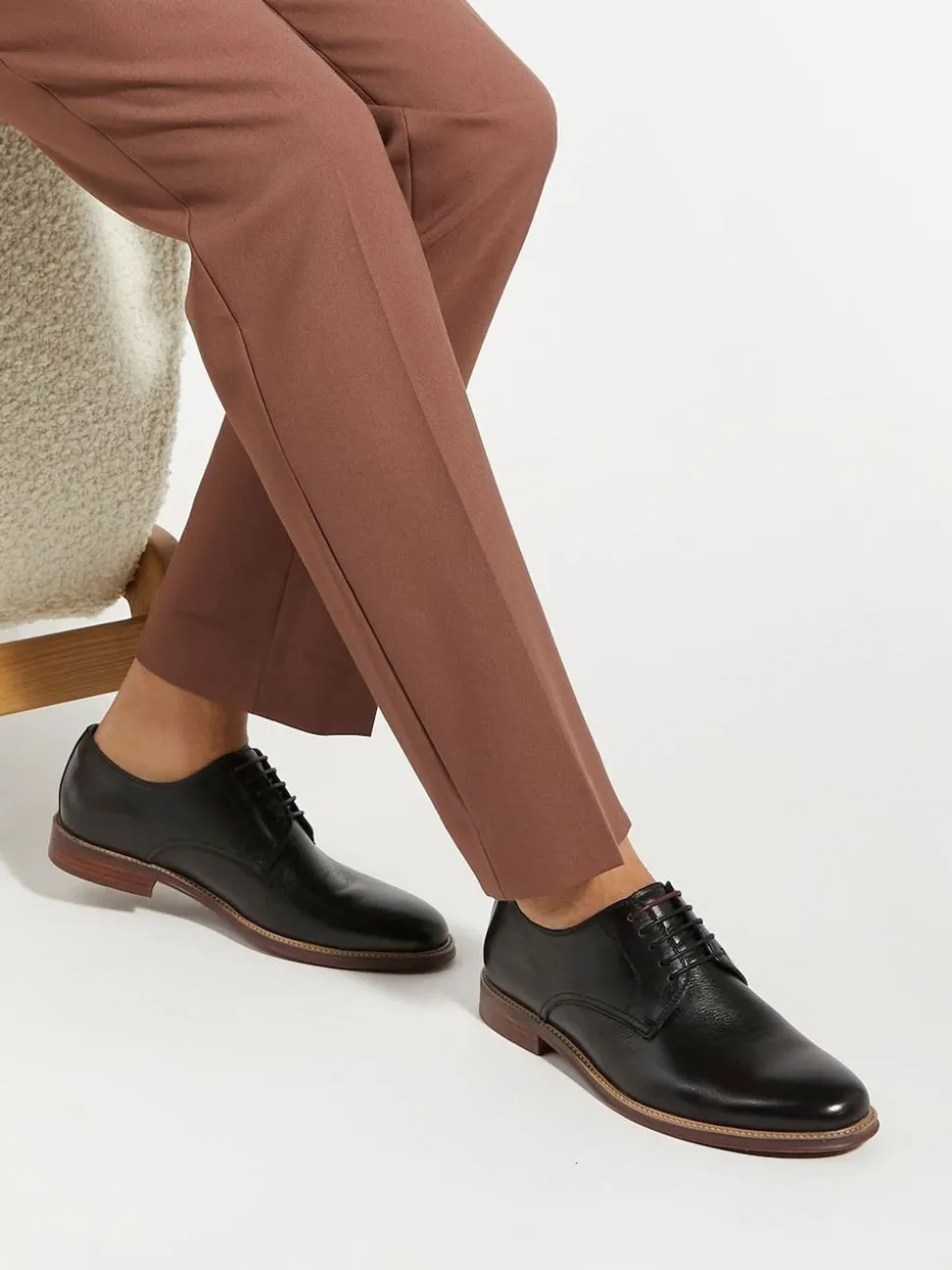 Dune London Black Standard Fit Stanleyy Soft Leather Gibson Shoes