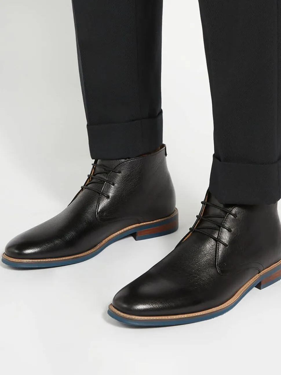 Dune London Black Wide Fit Millers Comfort Sole Chukka Boots