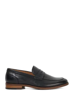 Dune London Black Wide Fit Sulli Natural Sole Penny Loafers