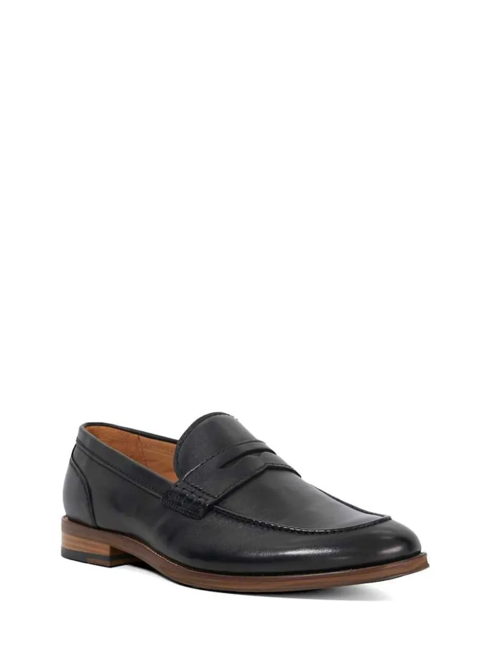 Dune London Black Wide Fit Sulli Natural Sole Penny Loafers
