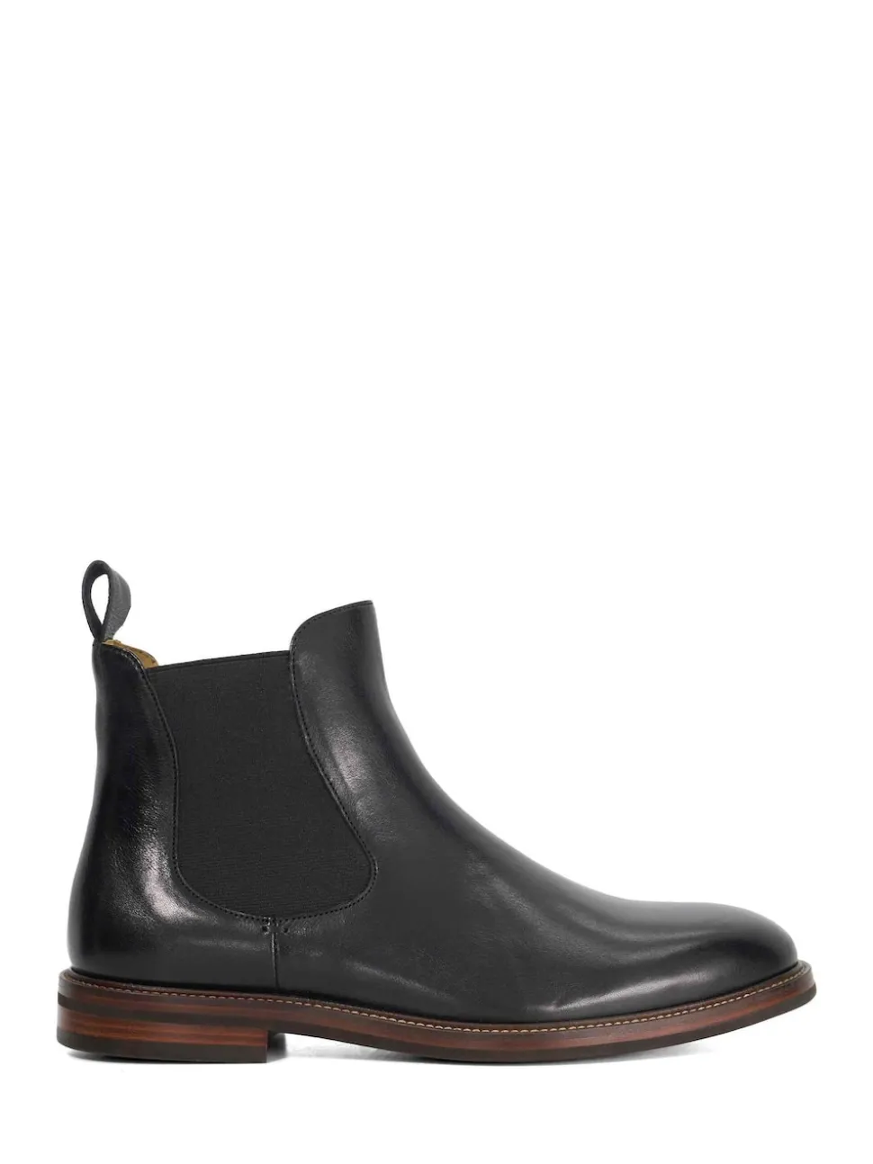 Dune London Black Wide Fit Maisen Stitch Rand Chelsea Boots
