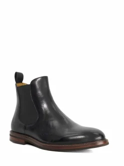 Dune London Black Wide Fit Maisen Stitch Rand Chelsea Boots