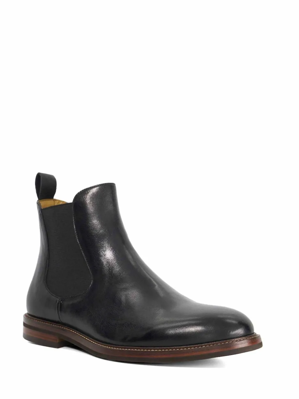 Dune London Black Wide Fit Maisen Stitch Rand Chelsea Boots