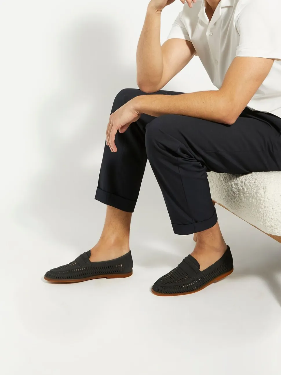 Dune London Blue Brickles Woven Loafers