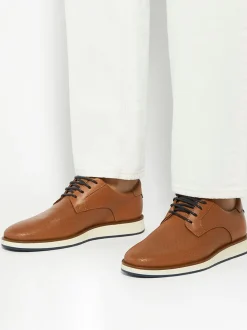 Dune London Brown Bow Perf Wedges Gibson