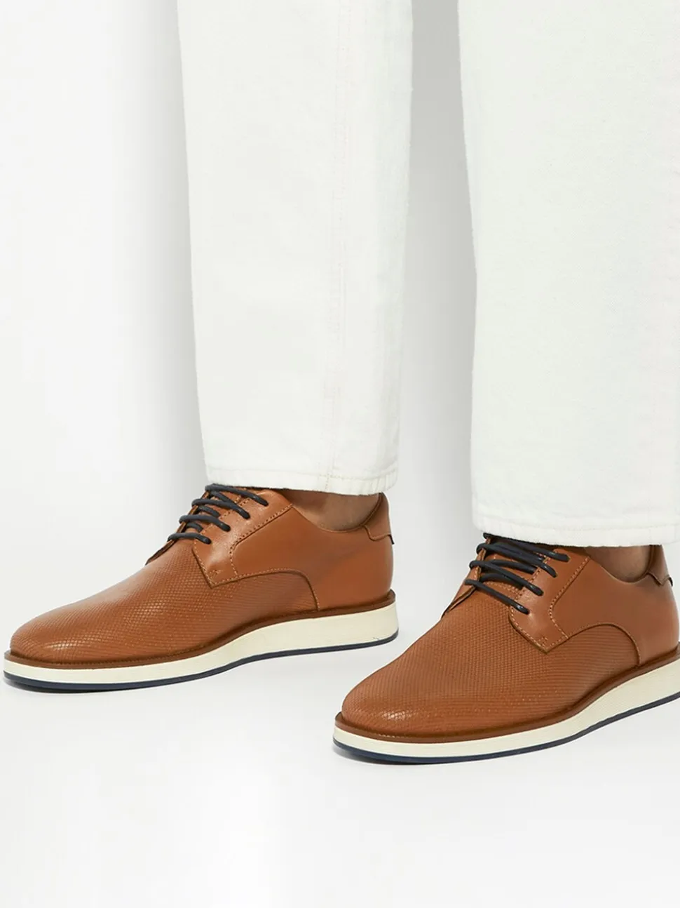 Dune London Brown Bow Perf Wedges Gibson