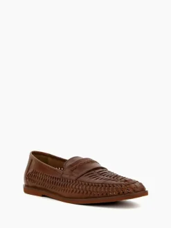 Dune London Brown Brickles Woven Loafers