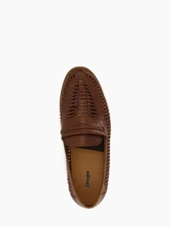 Dune London Brown Brickles Woven Loafers