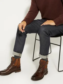 Dune London Brown Call Casual Buckle Detail Ankle Boots