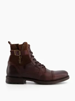 Dune London Brown Call Casual Buckle Detail Ankle Boots